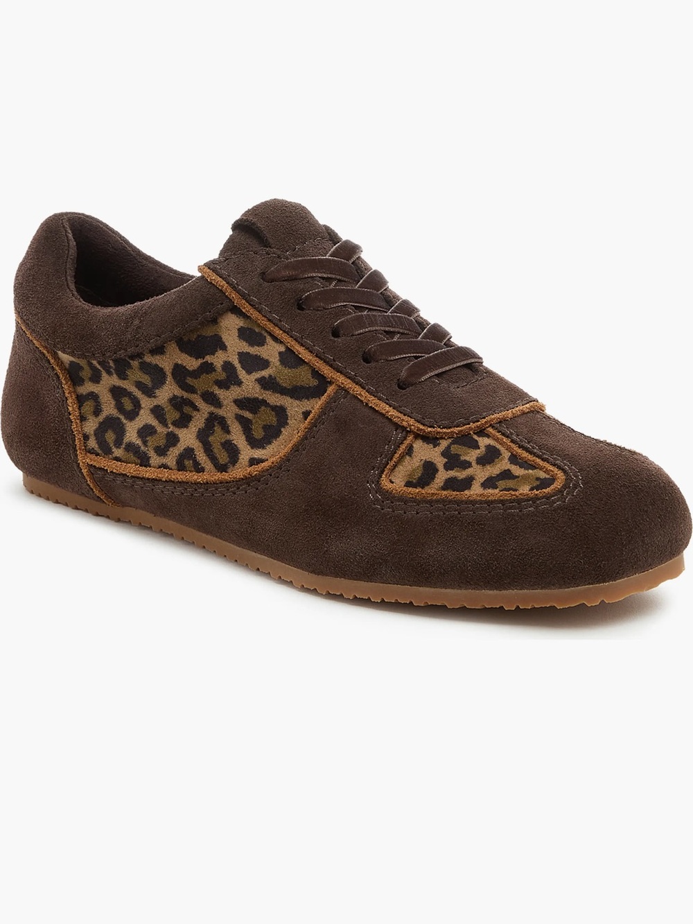 NWT ♥️ Kelsi Dagger Women's Brown Suede Leopard-Panel Casual Sneaker size 6.5